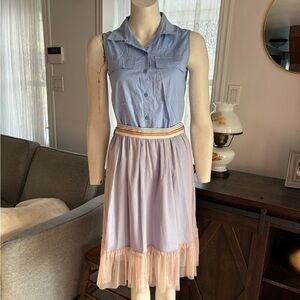 Chiara Nannini Chic Belted Tule Skirt Shirt Dress Size Small